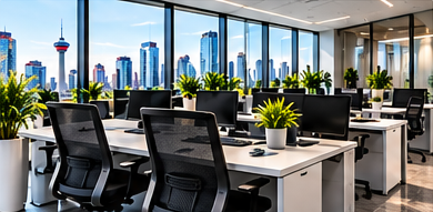 Open-plan office workstations