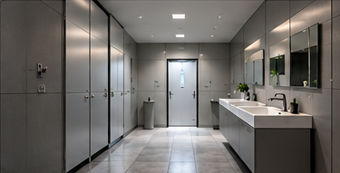 Clean modern office washroom