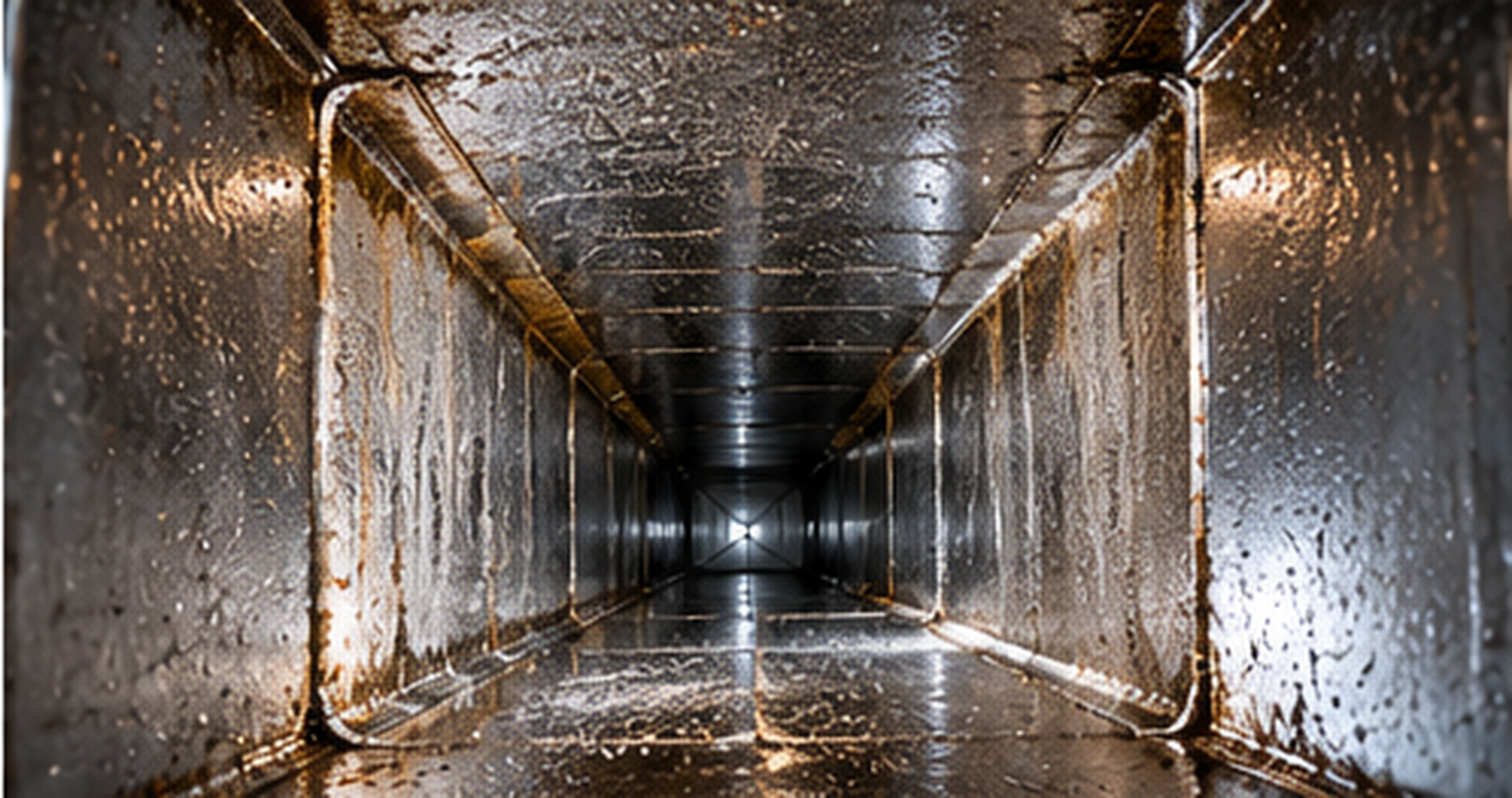 Interior of a commercial kitchen exhaust duct