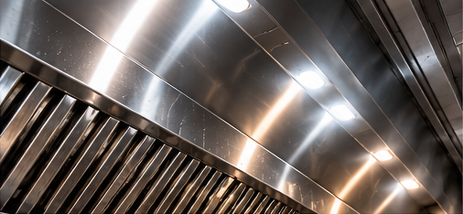 Spotless stainless steel exhaust hood after EAA Services cleaning