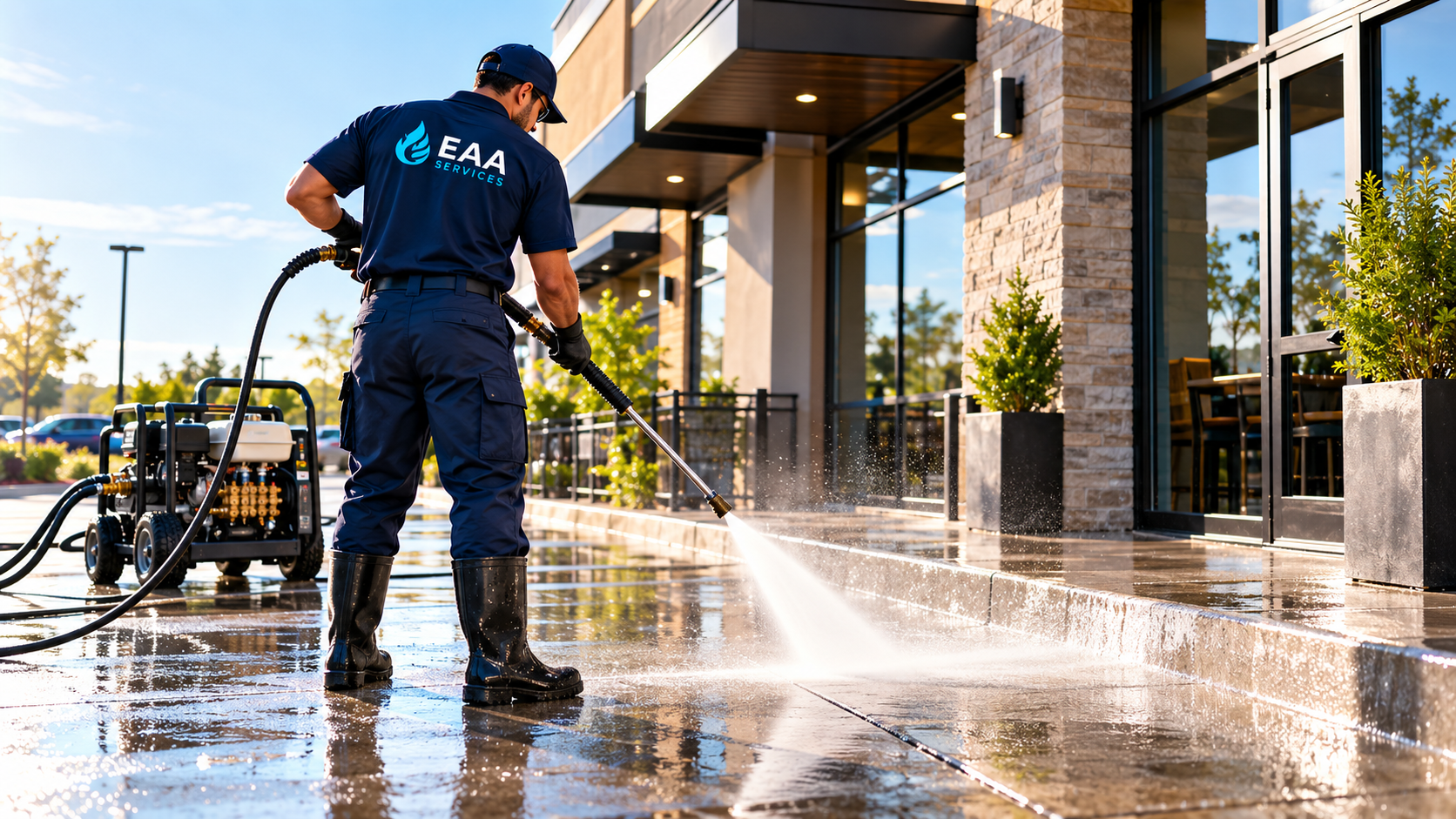 Polished commercial entrance floor