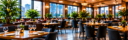 Cleaned Calgary restaurant dining room with city views