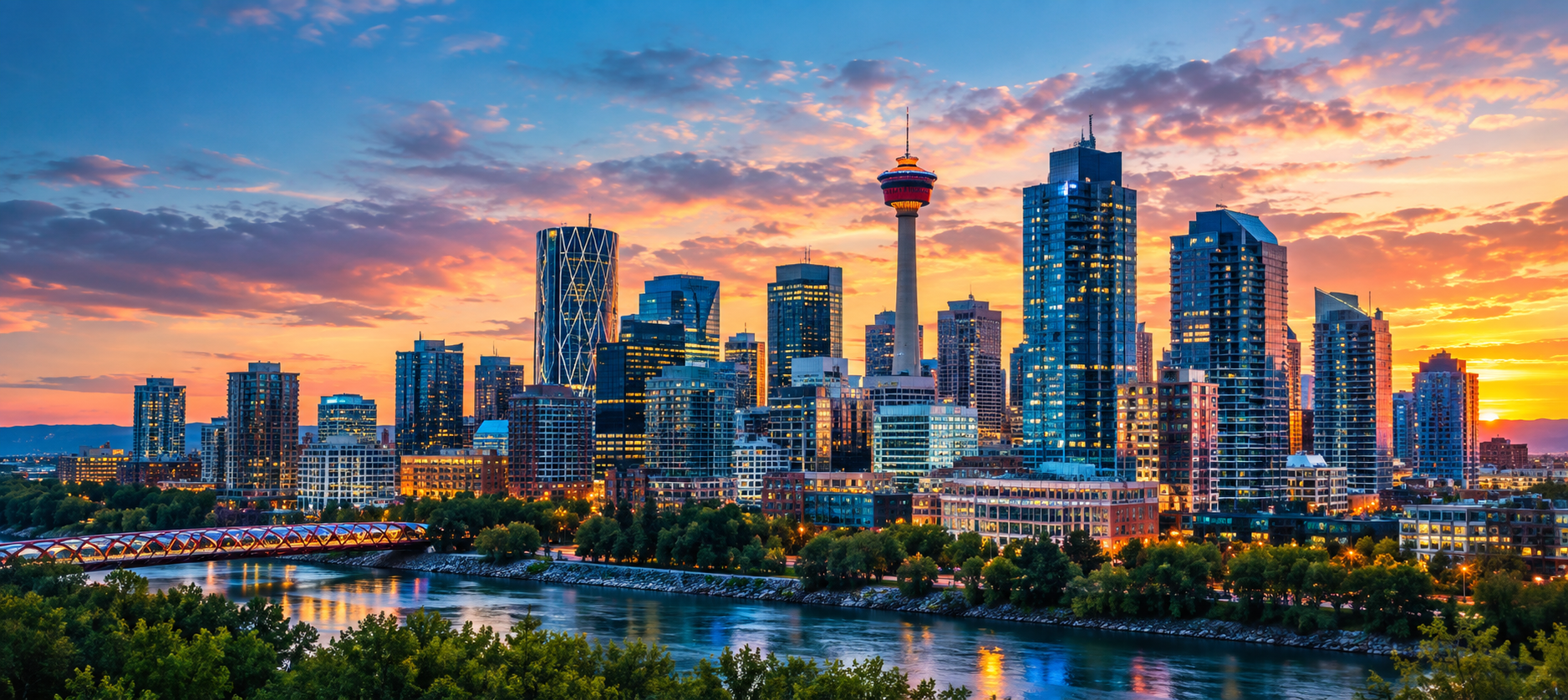 Calgary skyline at dusk