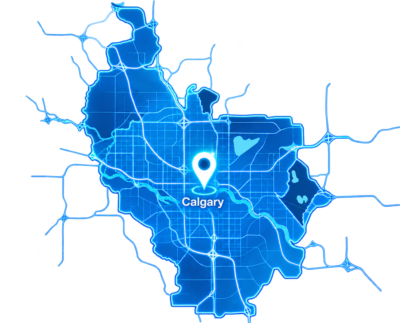 Map of Calgary showing EAA Services office cleaning coverage