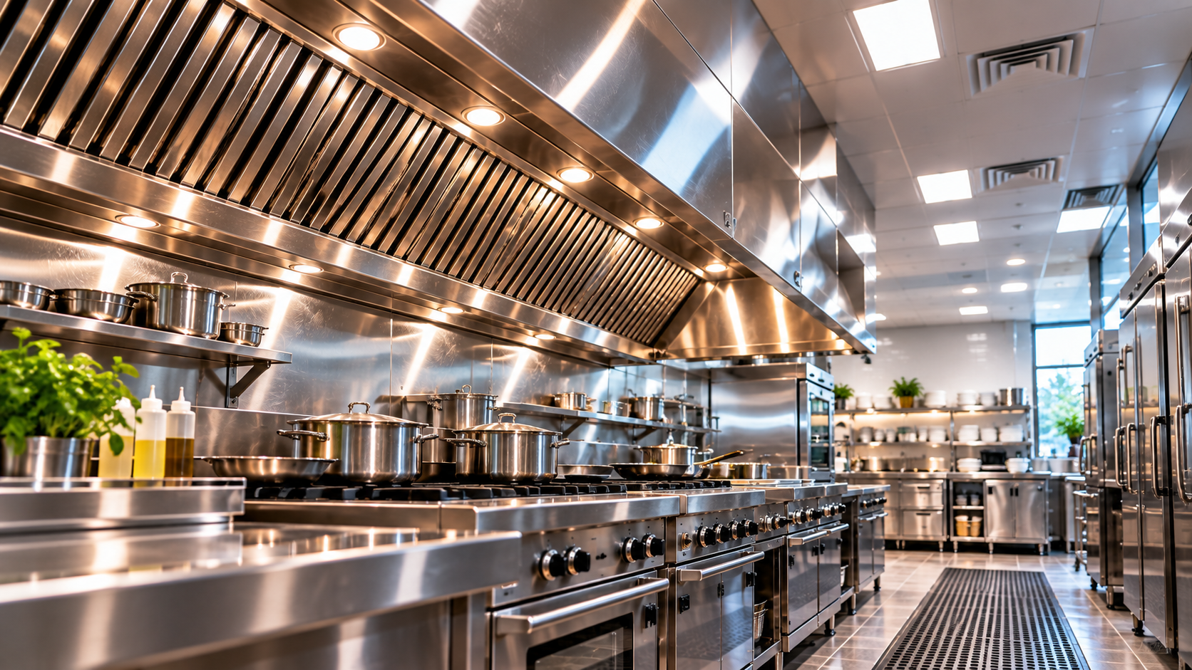 Kitchen exhaust hood after cleaning