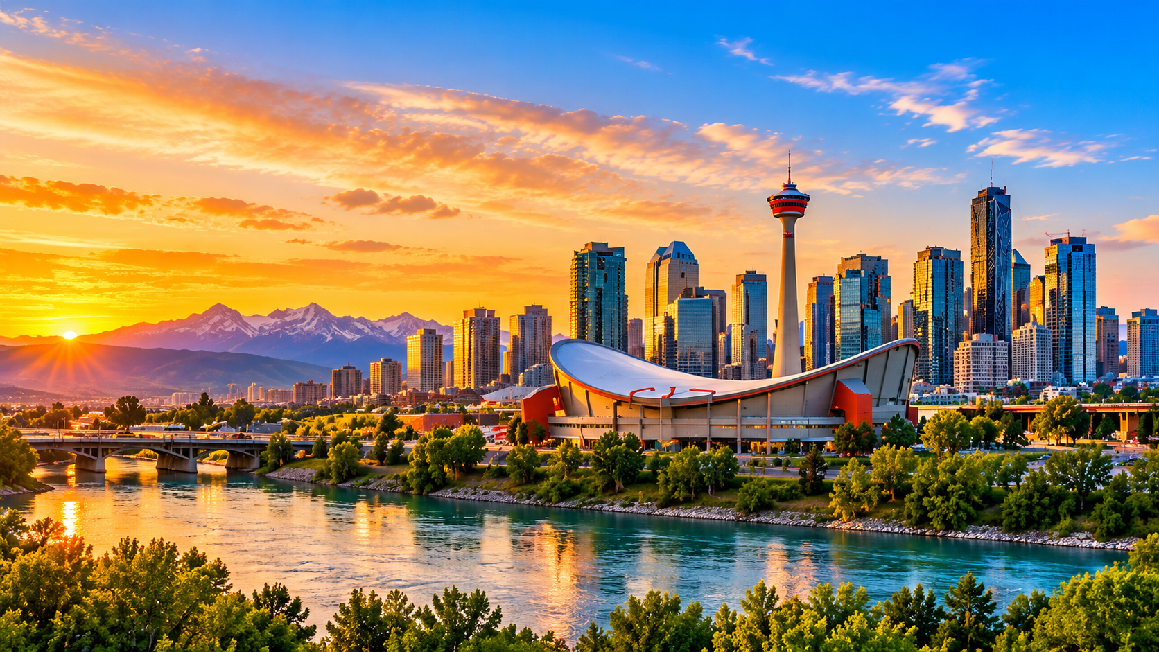 Calgary skyline at dusk